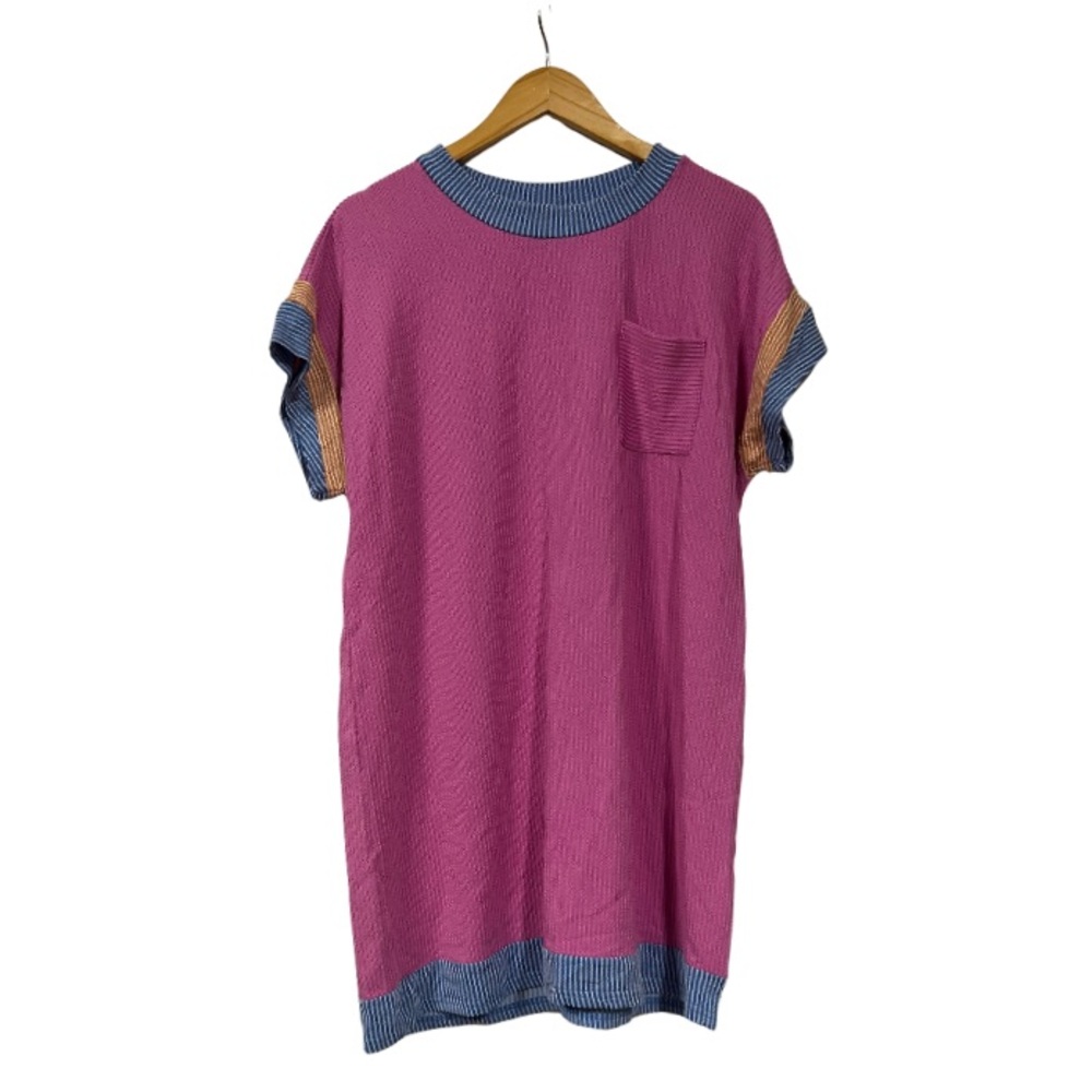 Pink, Orange, and Blue Short Sleeve Dress